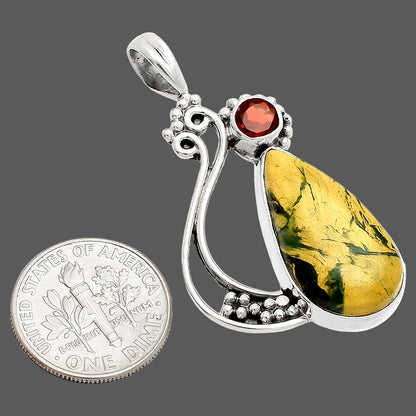 Cyber Web Chrysocolla Stone & Garnet Pendant P-1573 SDP148767