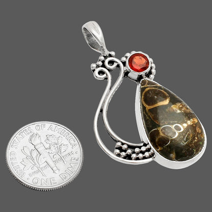 Turtella Jasper - USA & Garnet Pendant P-1573 SDP148768