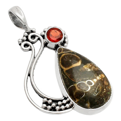 Turtella Jasper - USA & Garnet Pendant P-1573 SDP148768