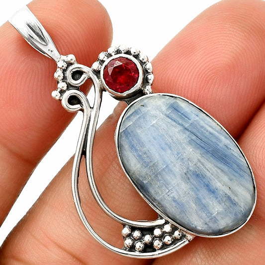 Blue Kyanite - Brazil & Garnet Pendant P-1573 SDP148775