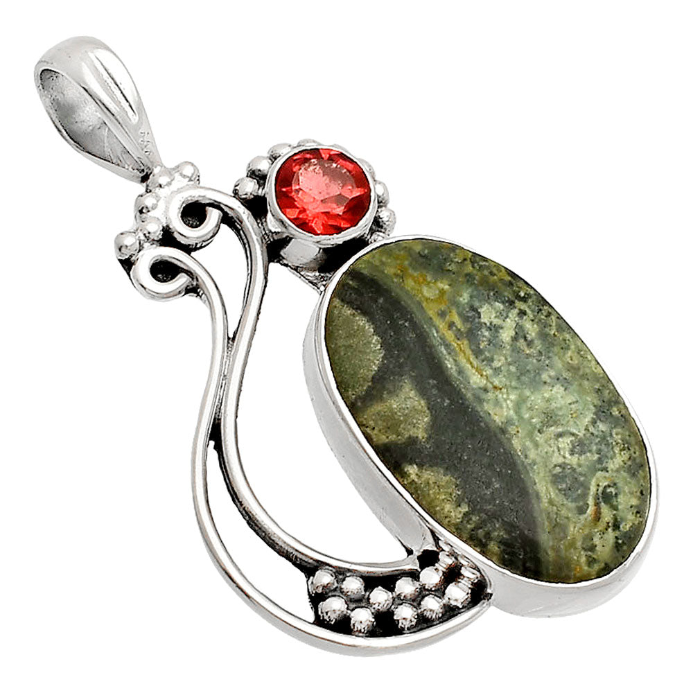 Natural Star Galaxy Jasper & Garnet Pendant P-1573 SDP148776
