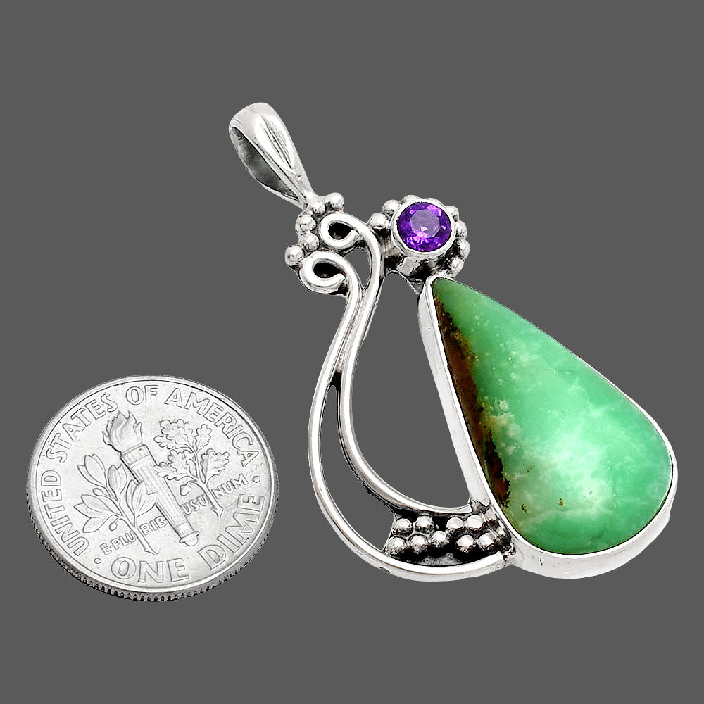 Boulder Chrysoprase & Amethyst Pendant P-1573 SDP148779