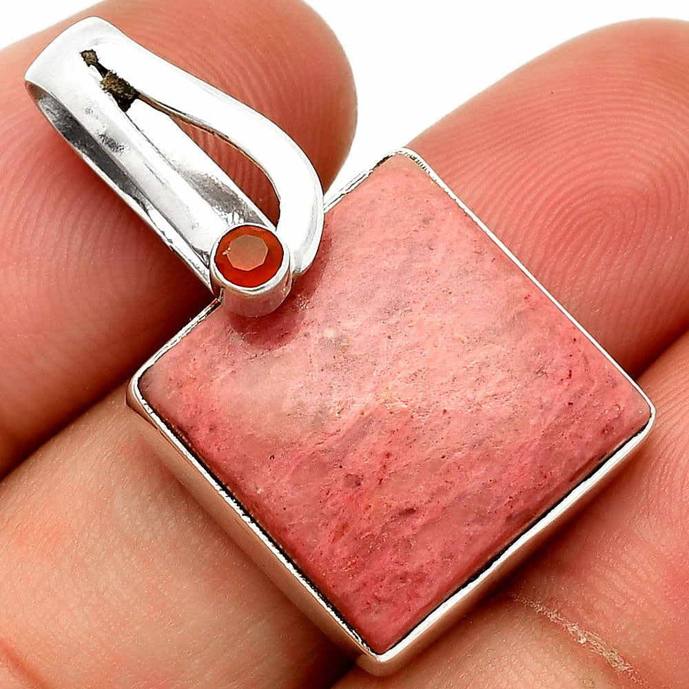 Pink Tulip Quartz & Carnelian Pendant P-1251 SDP148832