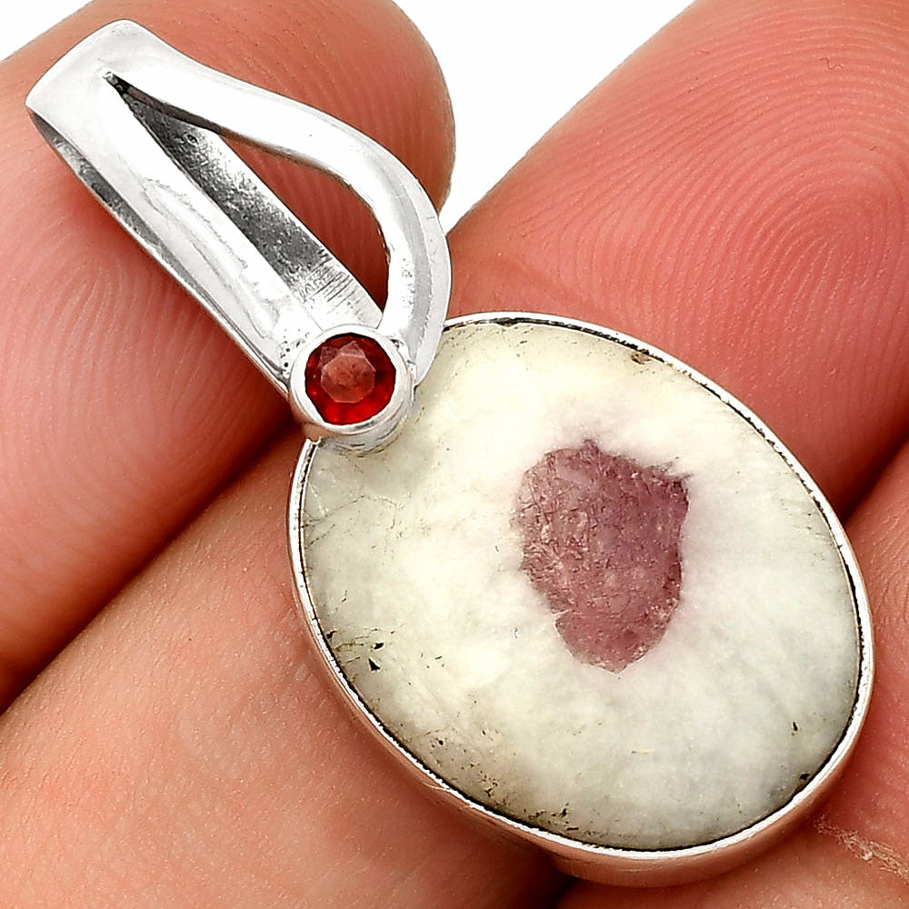 Pink Tourmaline In Quartz & Garnet Pendant P-1251 SDP148843