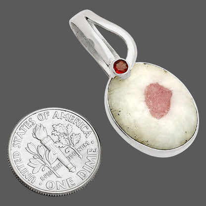 Pink Tourmaline In Quartz & Garnet Pendant P-1251 SDP148843