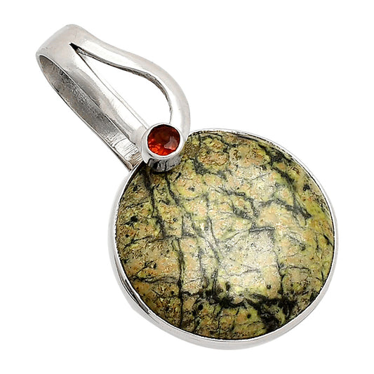 Natural Serpentine & Garnet Pendant P-1251 SDP148849