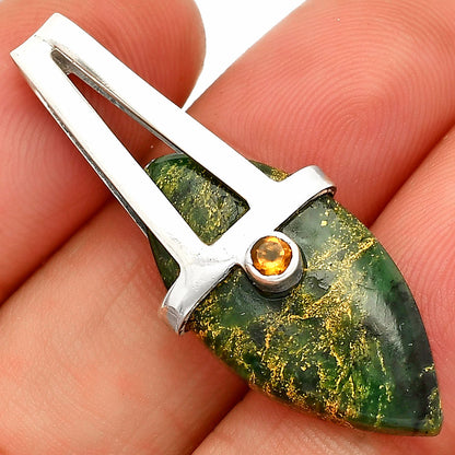 Natural Green Fuchsite & Citrine Pendant P-1563 SDP148865
