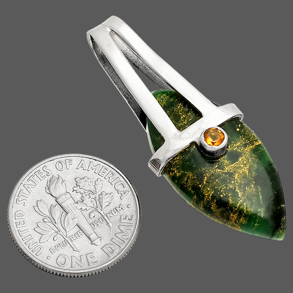 Natural Green Fuchsite & Citrine Pendant P-1563 SDP148865
