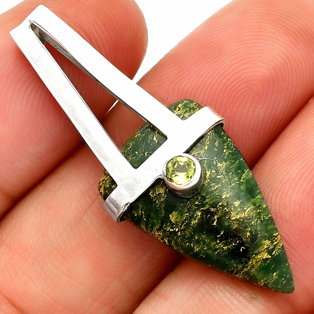 Natural Green Fuchsite & Peridot Pendant P-1563 SDP148874