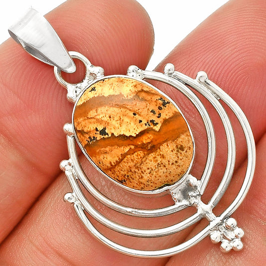 Lotus - Natural Picture Jasper Pendant P-1702 SDP148894