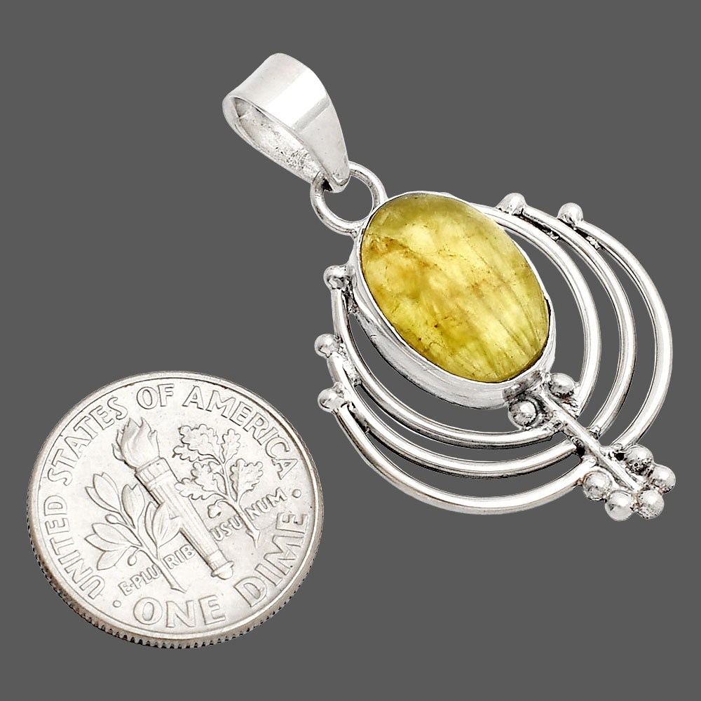 Lotus - Natural Australian Prehnite Pendant P-1702 SDP148898