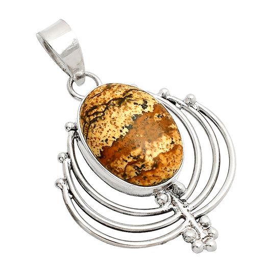 Lotus - Natural Picture Jasper Pendant P-1702 SDP148899