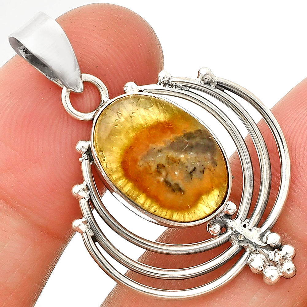 Lotus - Natural Australian Prehnite Pendant P-1702 SDP148905