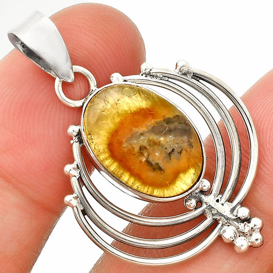 Lotus - Natural Australian Prehnite Pendant P-1702 SDP148905