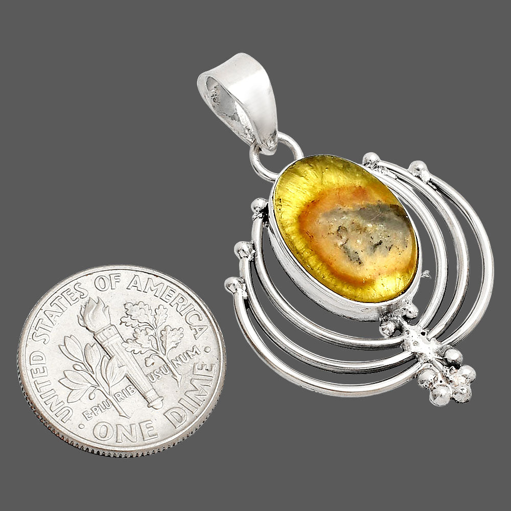 Lotus - Natural Australian Prehnite Pendant P-1702 SDP148905