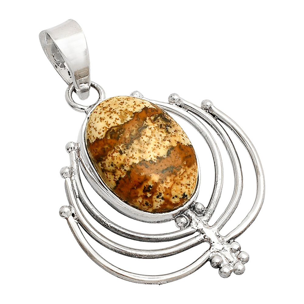 Lotus - Natural Picture Jasper Pendant P-1702 SDP148906