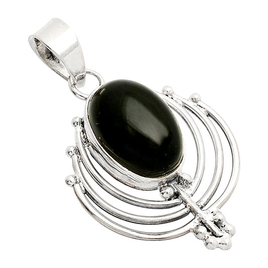 Lotus - Natural Black Onyx - Brazil Pendant P-1702 SDP148917