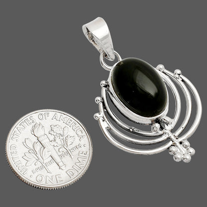 Lotus - Natural Black Onyx - Brazil Pendant P-1702 SDP148918
