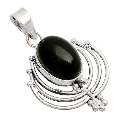 Lotus - Natural Black Onyx - Brazil Pendant P-1702 SDP148918