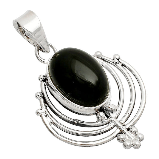 Lotus - Natural Black Onyx - Brazil Pendant P-1702 SDP148918