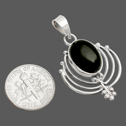 Lotus - Natural Black Onyx - Brazil Pendant P-1702 SDP148919