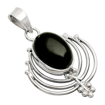 Lotus - Natural Black Onyx - Brazil Pendant P-1702 SDP148919