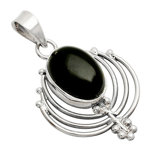 Lotus - Natural Black Onyx - Brazil Pendant P-1702 SDP148919
