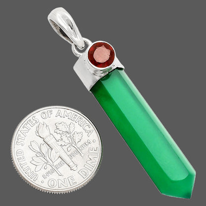Point - Natural Green Onyx & Garnet Pendant P-1107 SDP148921