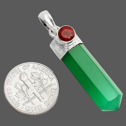 Point - Natural Green Onyx & Garnet Pendant P-1107 SDP148922