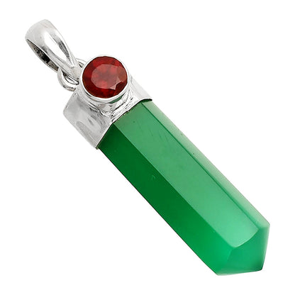 Point - Natural Green Onyx & Garnet Pendant P-1107 SDP148922