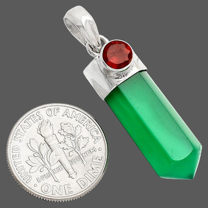 Point - Natural Green Onyx & Garnet Pendant P-1107 SDP148923