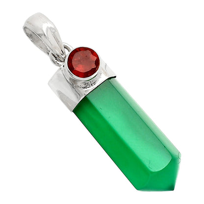 Point - Natural Green Onyx & Garnet Pendant P-1107 SDP148923