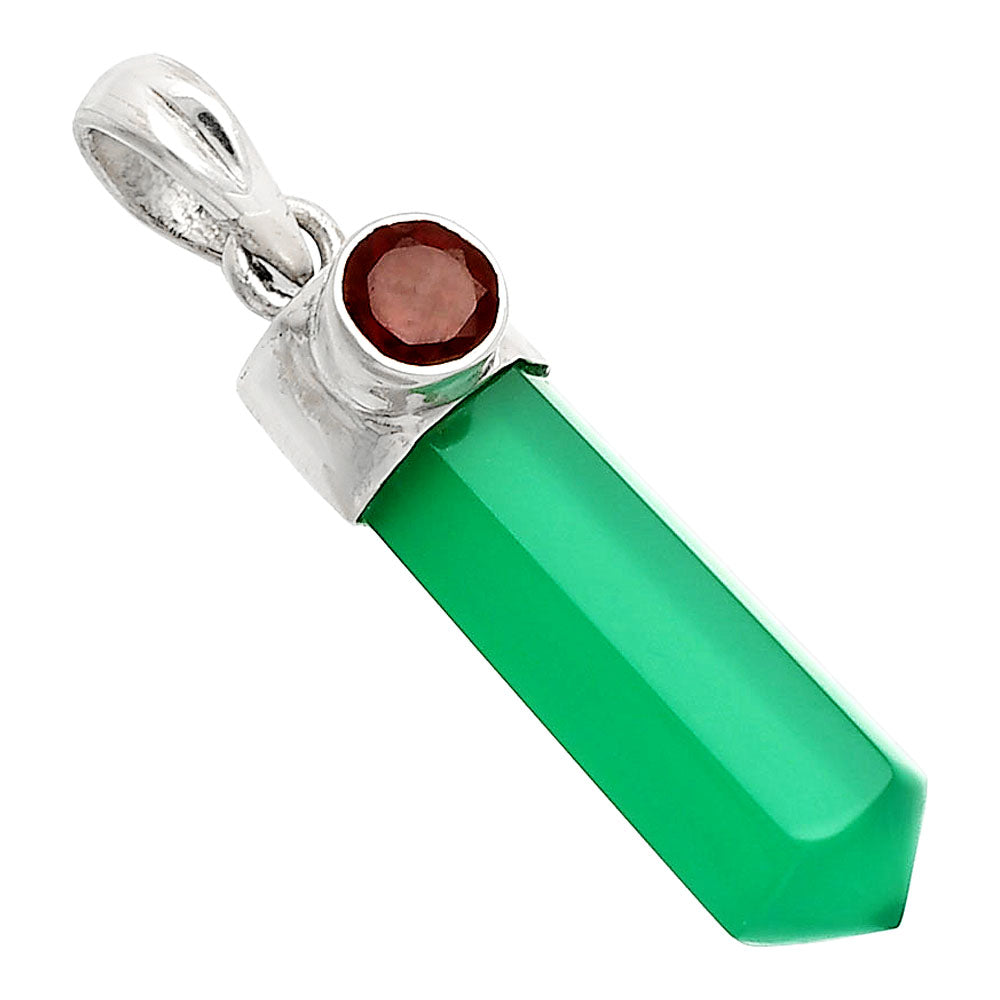 Point - Natural Green Onyx & Garnet Pendant P-1107 SDP148927