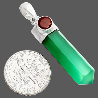 Point - Natural Green Onyx & Garnet Pendant P-1107 SDP148928