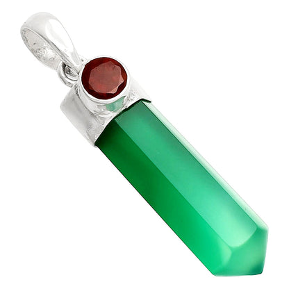 Point - Natural Green Onyx & Garnet Pendant P-1107 SDP148928