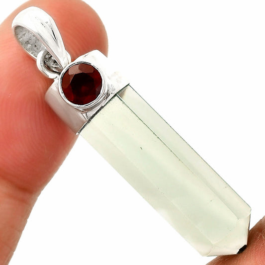 Point - Prasiolite (Green Amethyst) & Garnet Pendant P-1107 SDP148961