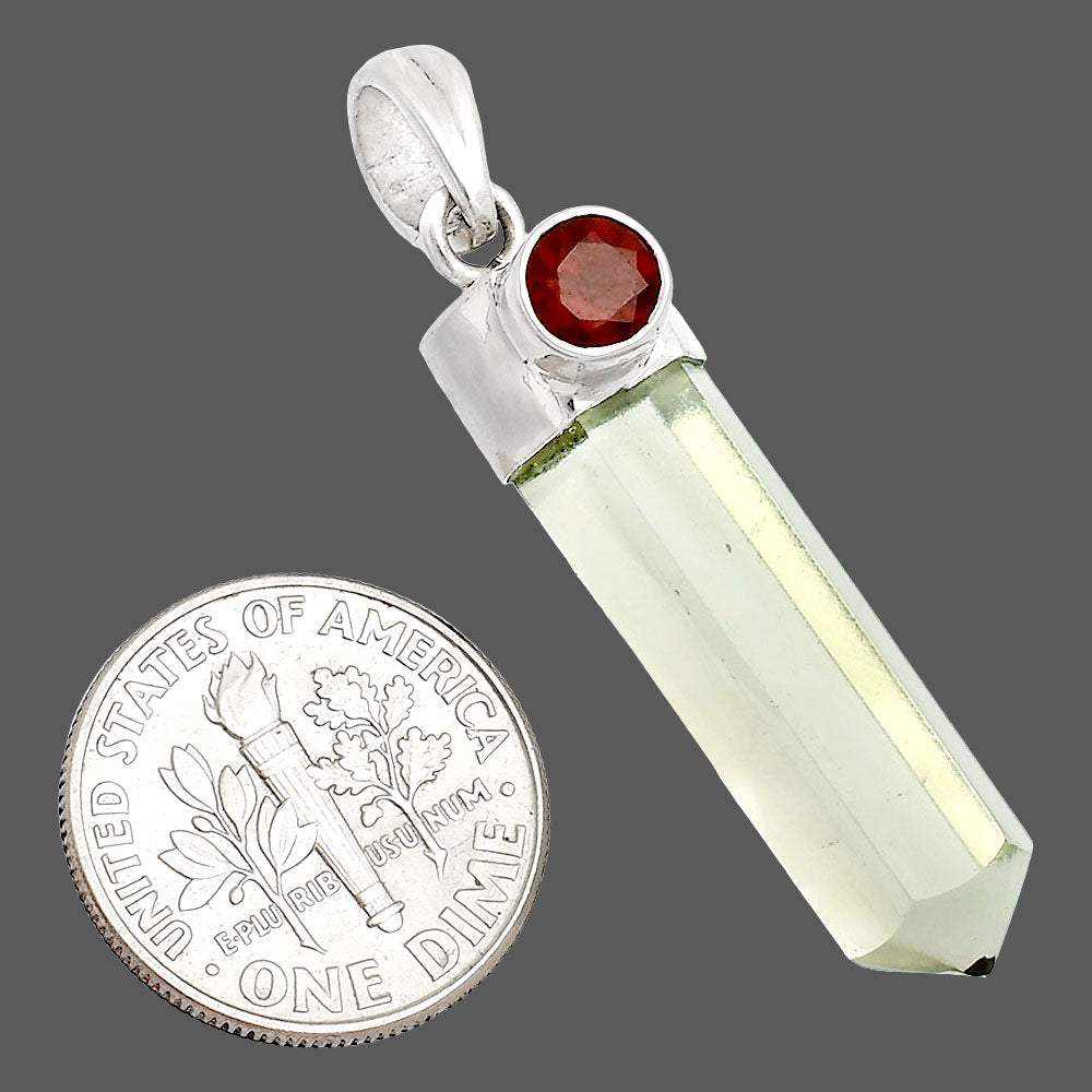 Point - Prasiolite (Green Amethyst) & Garnet Pendant P-1107 SDP148961