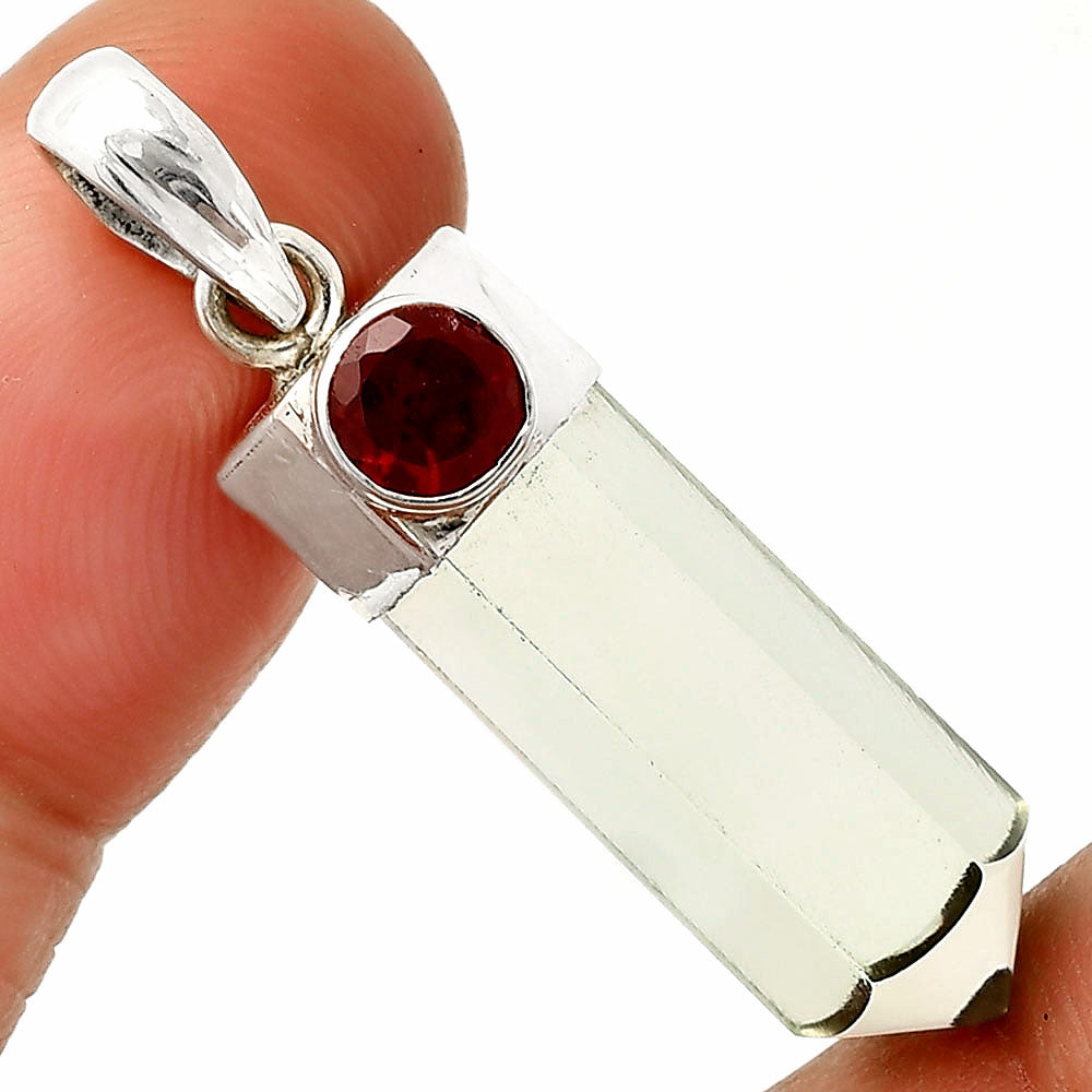 Point - Prasiolite (Green Amethyst) & Garnet Pendant P-1107 SDP148962