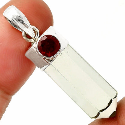 Point - Prasiolite (Green Amethyst) & Garnet Pendant P-1107 SDP148962