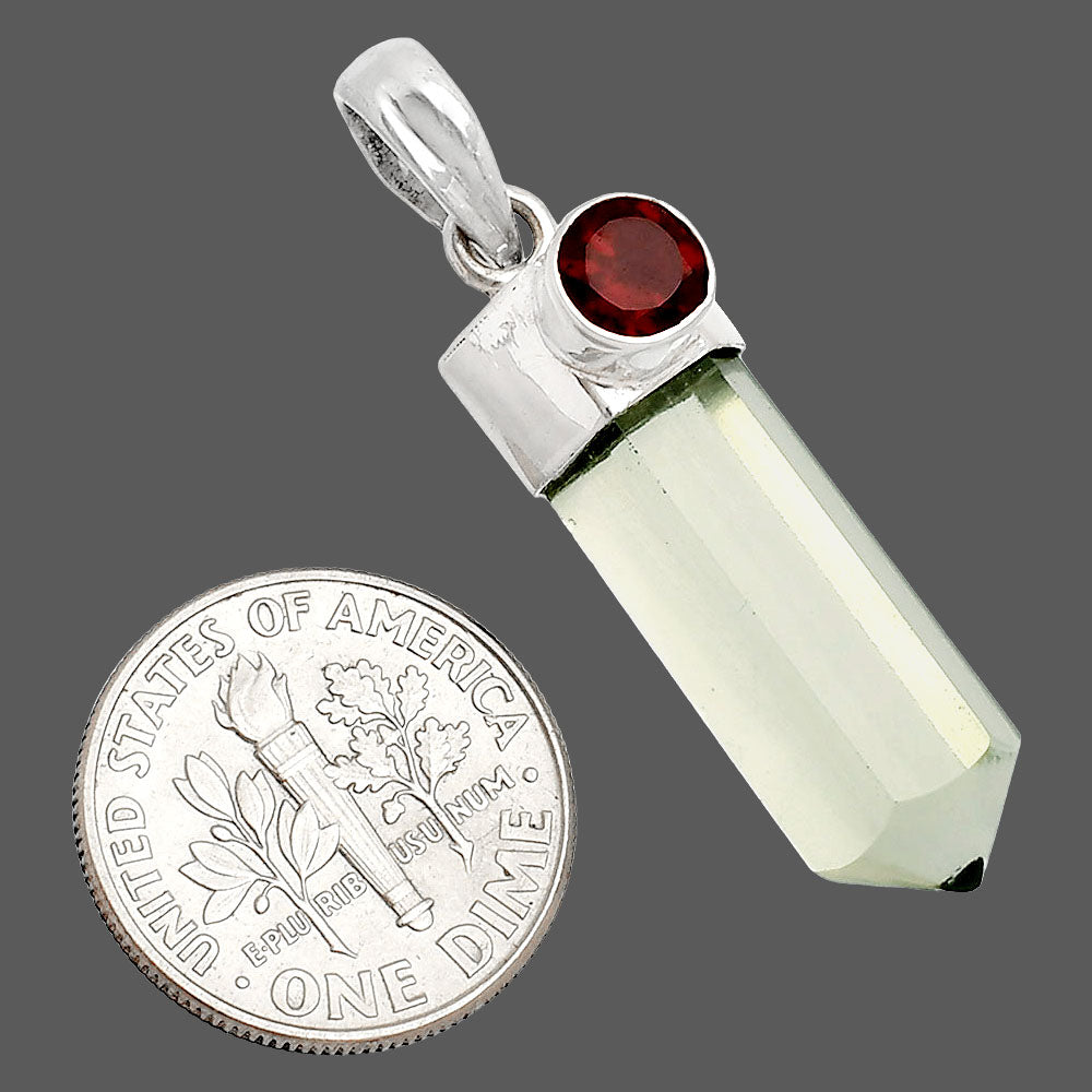 Point - Prasiolite (Green Amethyst) & Garnet Pendant P-1107 SDP148962