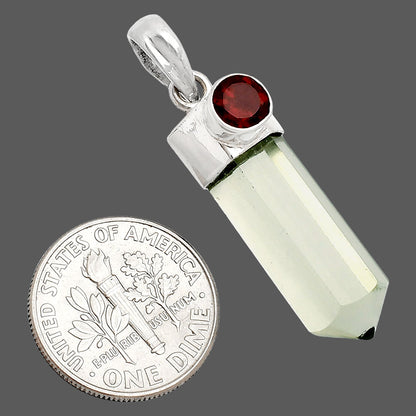 Point - Prasiolite (Green Amethyst) & Garnet Pendant P-1107 SDP148962