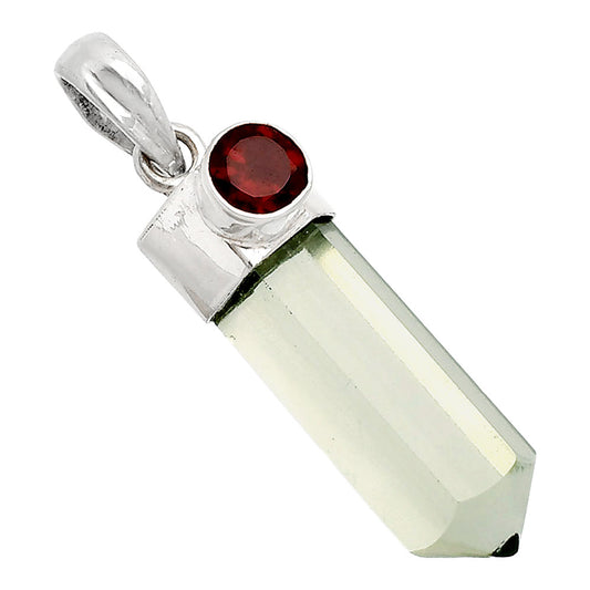 Point - Prasiolite (Green Amethyst) & Garnet Pendant P-1107 SDP148962
