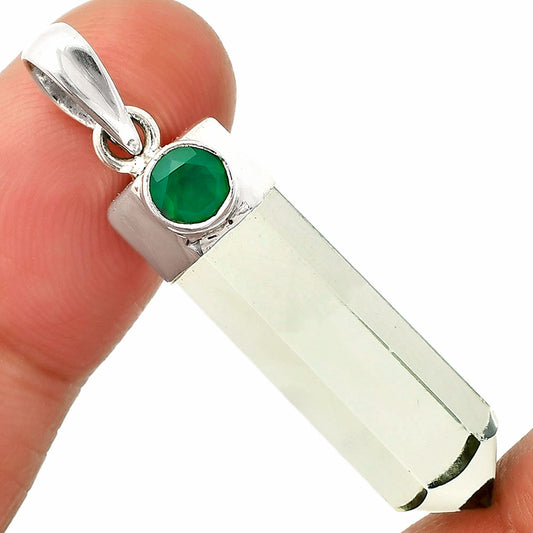 Point Prasiolite (Green Amethyst) & Green Onyx Pendant P-1107 SDP148970