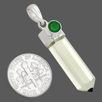 Point Prasiolite (Green Amethyst) & Green Onyx Pendant P-1107 SDP148970