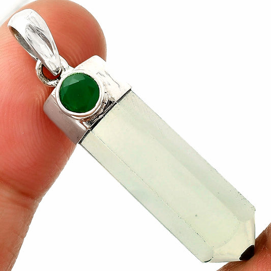 Point Prasiolite (Green Amethyst) & Green Onyx Pendant P-1107 SDP148971