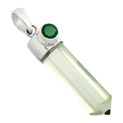 Point Prasiolite (Green Amethyst) & Green Onyx Pendant P-1107 SDP148971