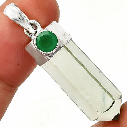 Point Prasiolite (Green Amethyst) & Green Onyx Pendant P-1107 SDP148973