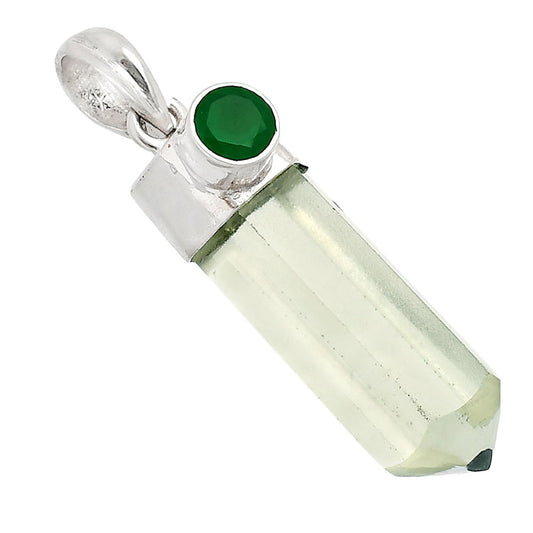 Point Prasiolite (Green Amethyst) & Green Onyx Pendant P-1107 SDP148973