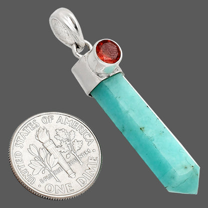 Point - Paraiba Amazonite & Garnet Pendant P-1107 SDP148984