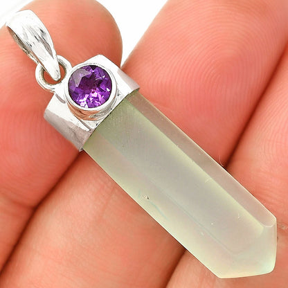 Point - Milky Chalcedony & Amethyst Pendant P-1107 SDP149002